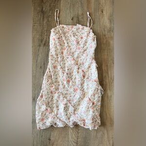 B Darlin Asymmetrical Floral Spaghetti Strap- Pink and White